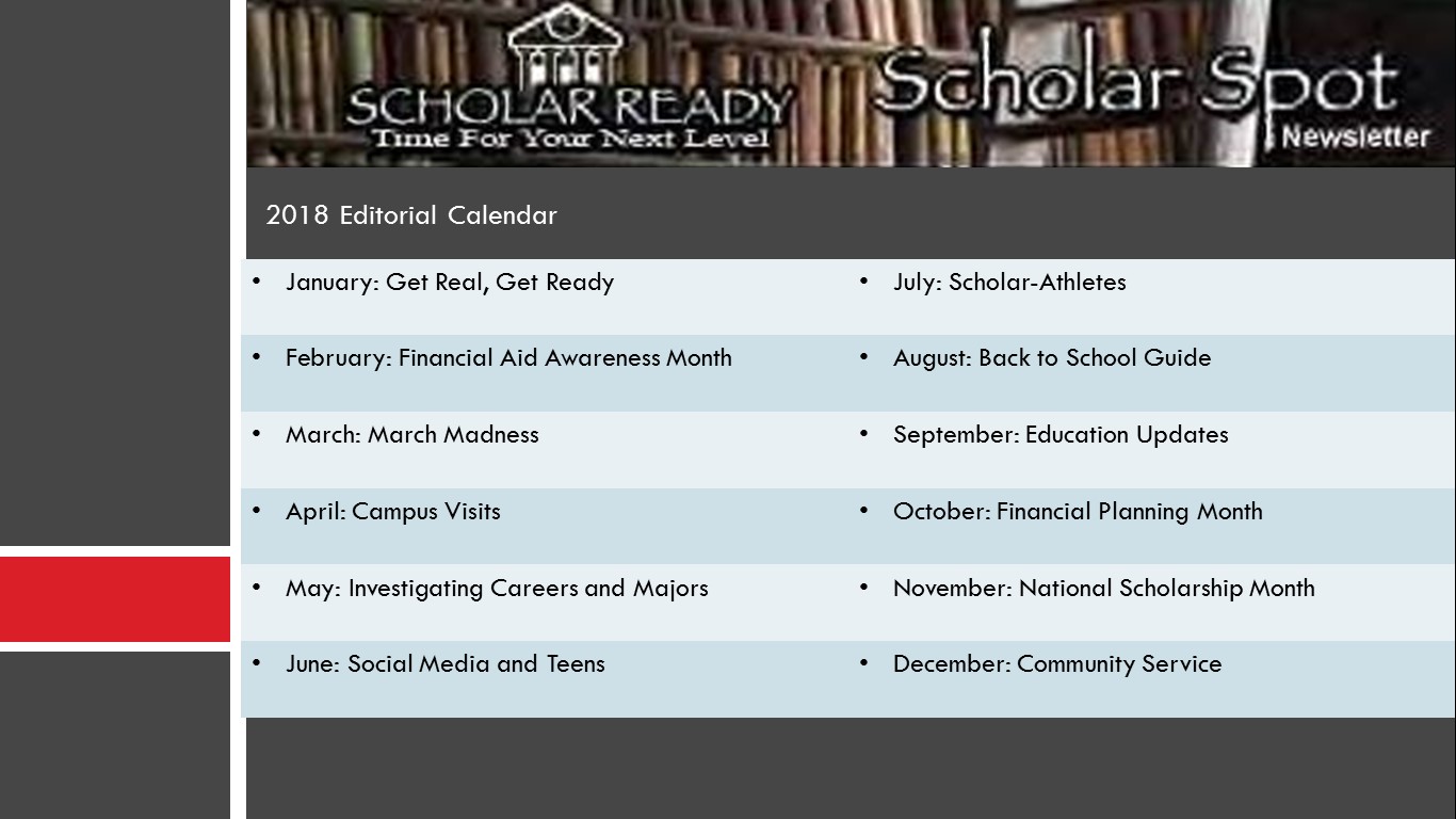 2018 Editorial Calendar